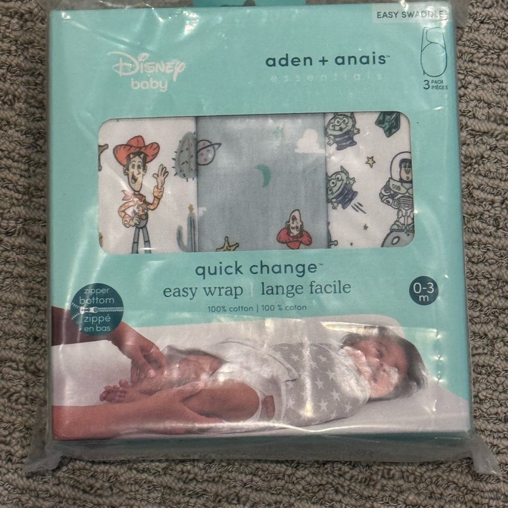 aden + anais Disney Baby Toy Story Swaddle Set - teal, white, gray